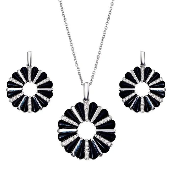 Clearance-Silver 925 Rhodium Plated Open Flower Cookie Set – BGS00071
