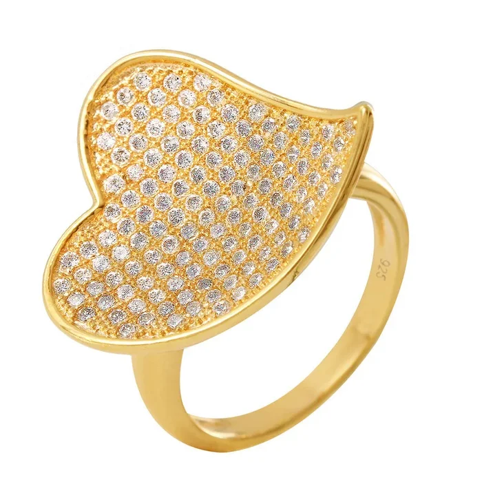 Clearance-Silver 925 Rose Gold Plated Clear Micro Pave CZ Heart Ring – BGR00611