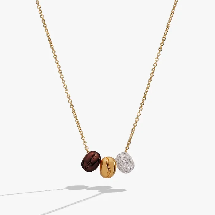 Coffee Bean ‘Happiness, Wealth, Health’ Engraved Pendant Necklace
