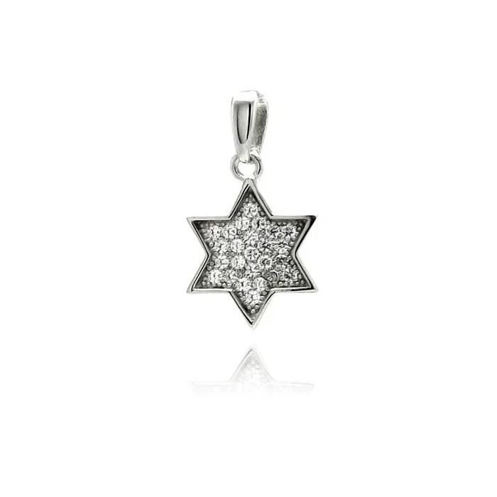 Colgante colgante con circonita cúbica y estrella chapada en rodio de plata 925 – ACP00026