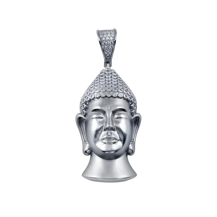 Colgante de Buda Hip Hop con circonitas cúbicas en plata de ley 925 rodiada – SLP00268