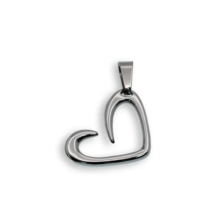 Colgante de corazón abierto de acero inoxidable rodiado – SSP00050