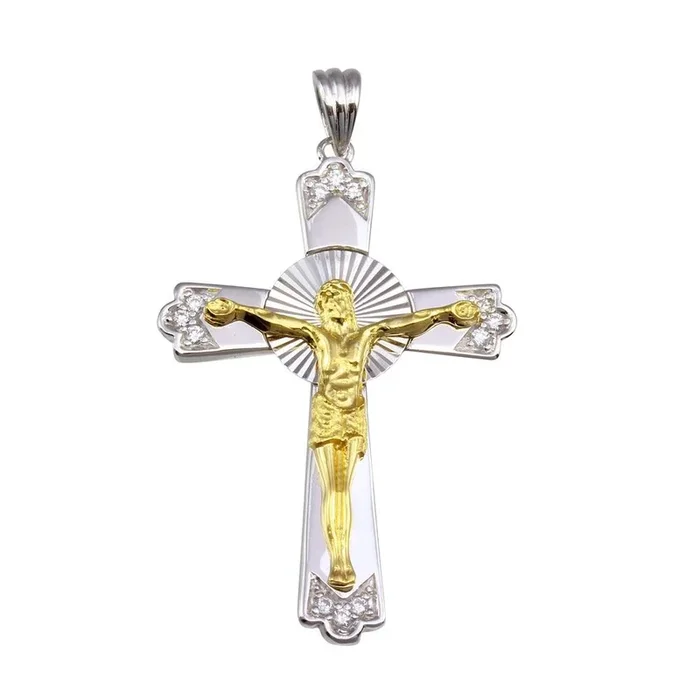 Colgante de cruz DC bicolor bañado en plata de ley 925 – GMP00033RG