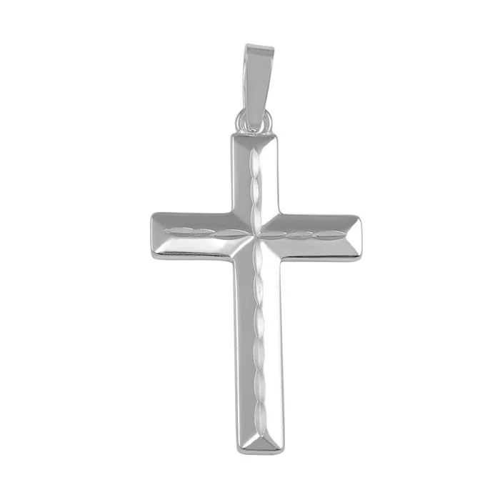 Colgante de cruz plana de plata de ley 925 pulida – SOP00041