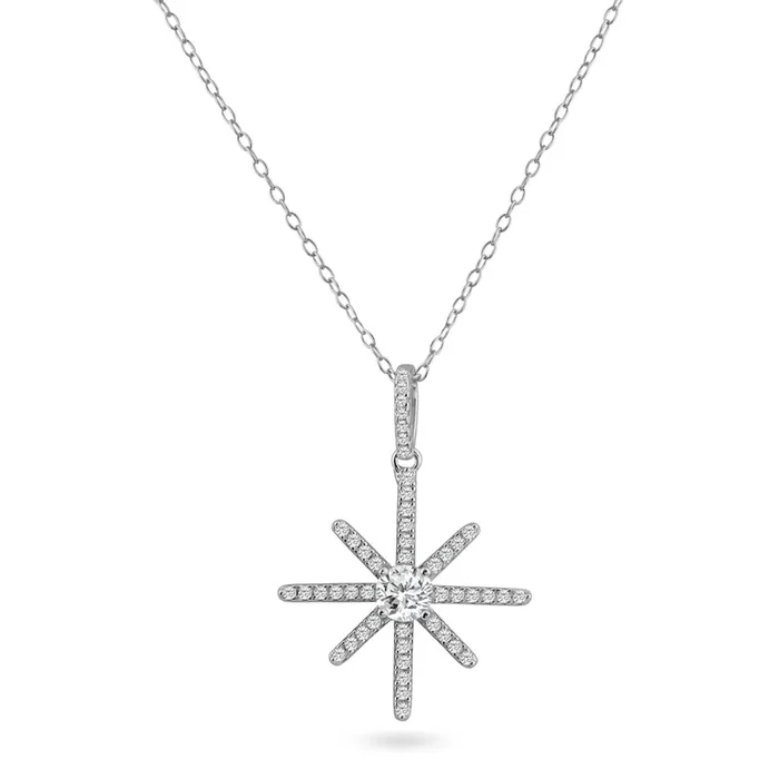 Colgante de estrella brillante con circonita cúbica chapada en rodio de plata 925 – ACP00092RH