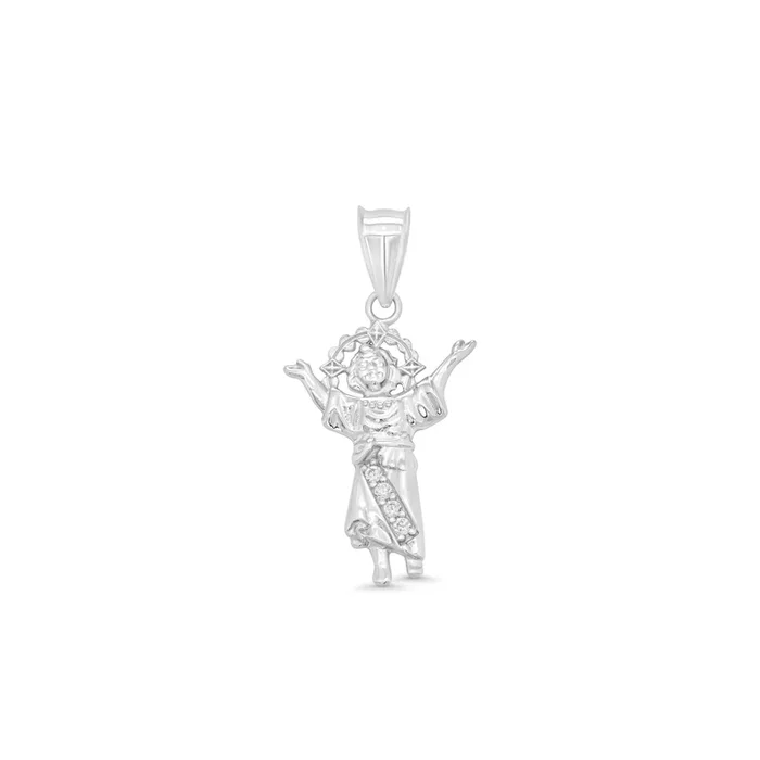 Colgante de Niño Jesús de plata de ley 925 rodiada (14,2 mm x 21,9 mm) – GMP00183