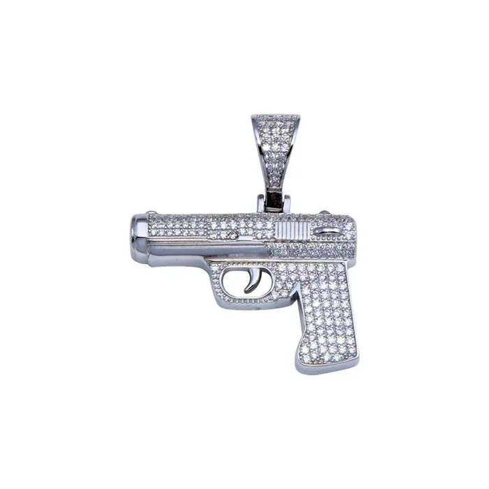 Colgante hip hop con circonitas cúbicas en plata de ley 925 rodiada – SLP00261