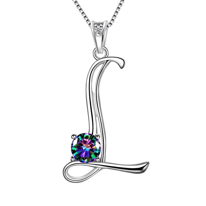 Collana con ciondolo con lettera iniziale L da donna, nome ragazza, regalo di gioielli in argento sterling 925