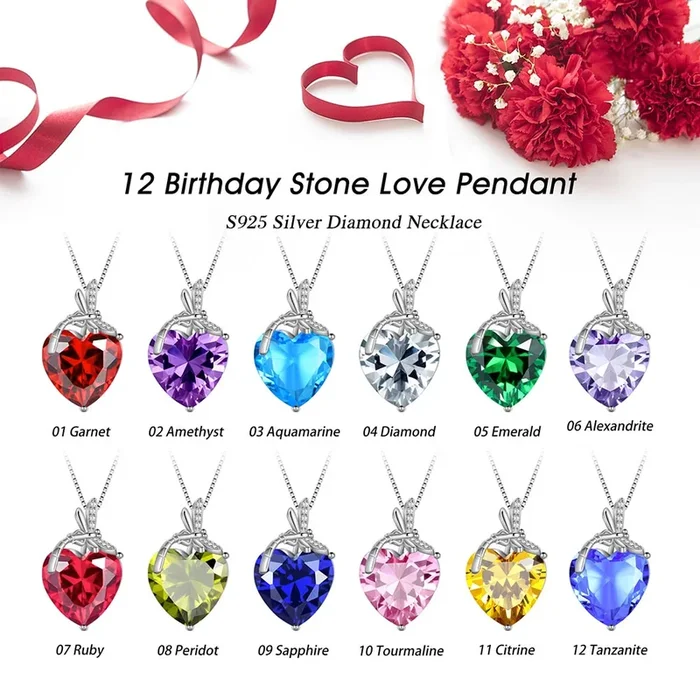 Collana con libellula Cuore Ciondolo con pietra portafortuna Gioielli Donna Ragazza Regali di compleanno Argento sterling 925
