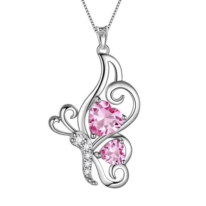 Collana con pietra portafortuna di ottobre e tormalina, collana da donna, gioielli per ragazze, regalo di compleanno, argento sterling