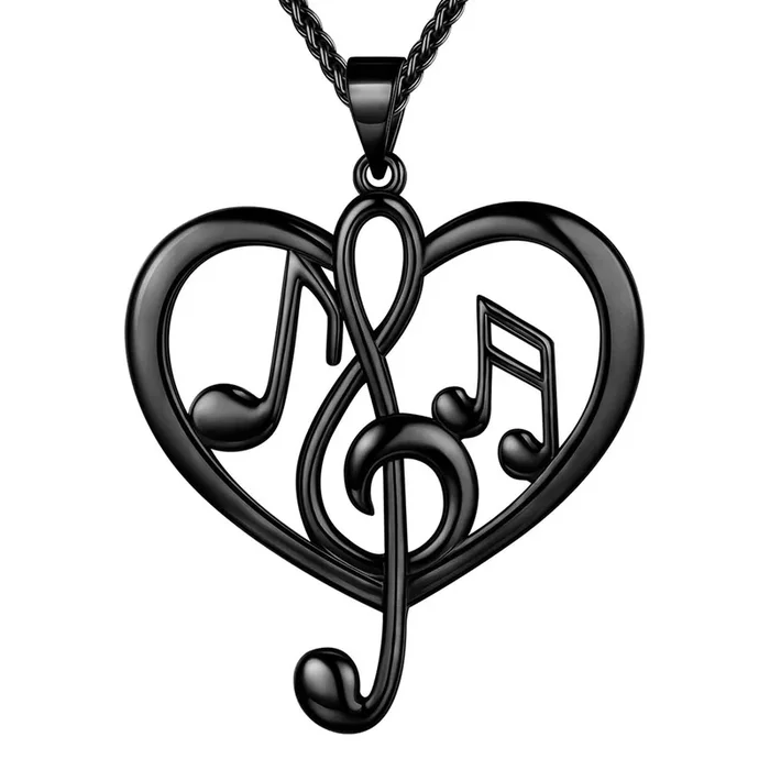 Collana da donna con nota musicale, cuore, chiave di violino, nota musicale, ciondolo gioielli, regali per gli amanti della musica