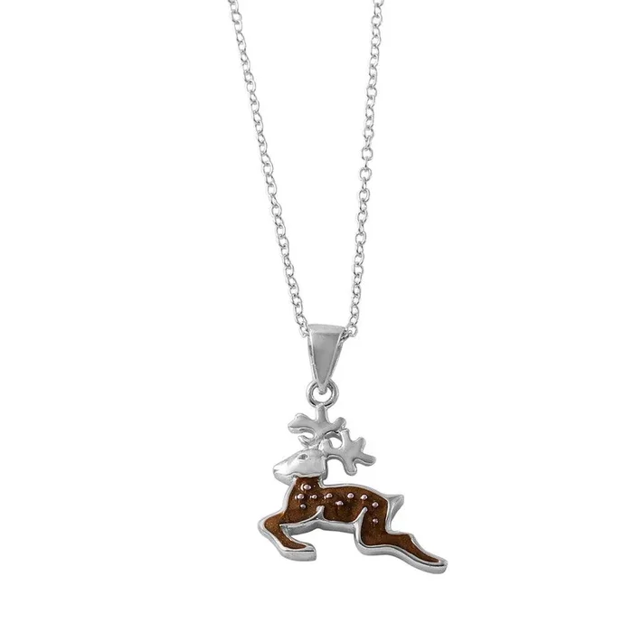 Collar Colgante de Reno con Diseño de Lunares en Plata 925 Rodio – STP01479