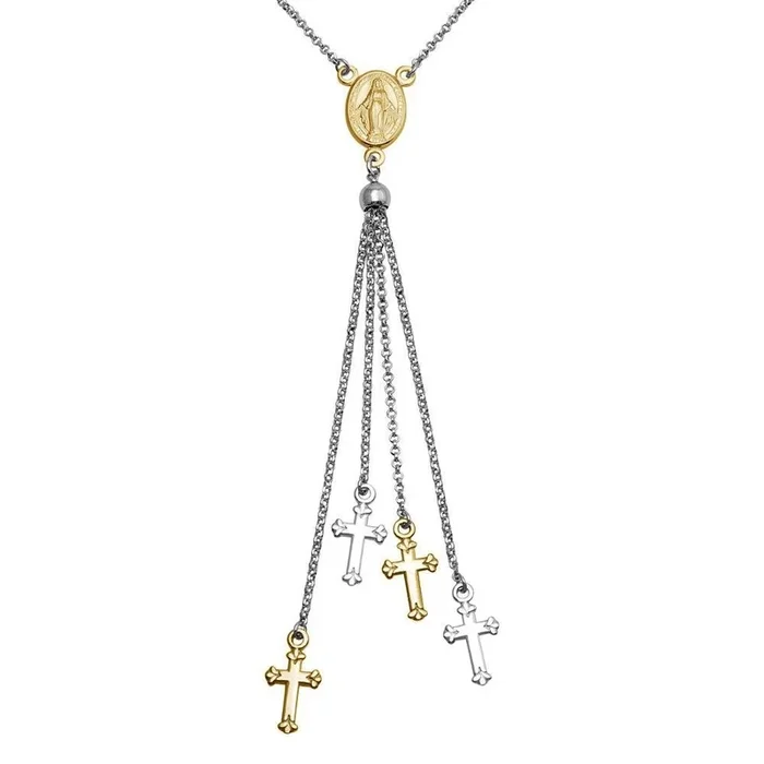 Collar con borlas de rosario en plata de ley 925 rodiada y bañado en oro – ARN00048RH-GP