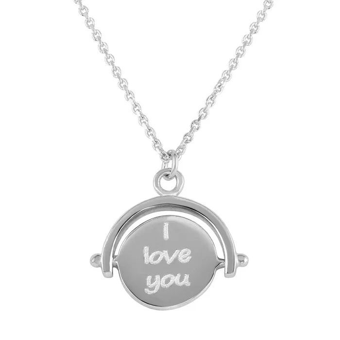 Collar con colgante “Te amo” grabado en plata de ley 925 rodiada – DIN00098RH