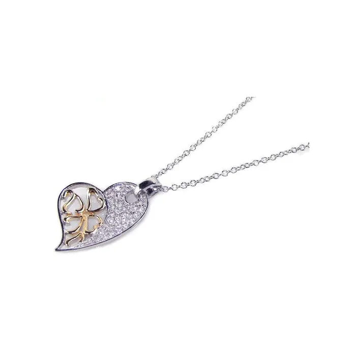 Collar con colgante de corazón en plata 925 con circonitas transparentes y baño de rodio – BGP00116