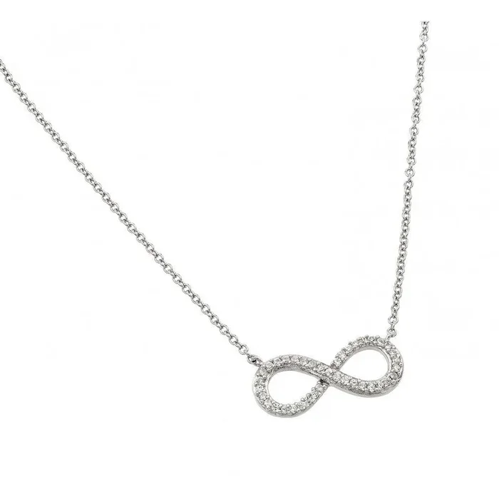 Collar con colgante de infinito con circonita transparente chapada en rodio de plata 925 – STP01381RH