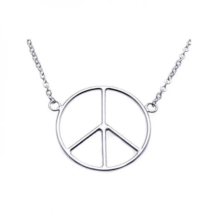 Collar con colgante de la paz en plata 925 rodiada (Liquidación) – STP00862