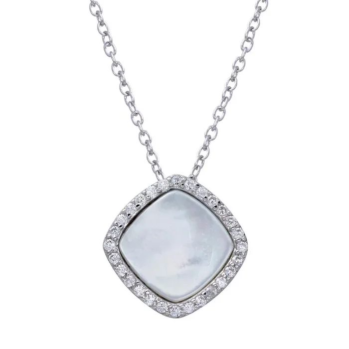 Collar con colgante de ópalo y circonita cúbica en plata de ley 925 rodiada – STP01650CLR