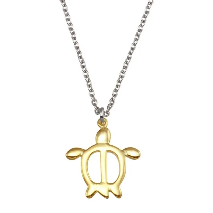 Collar con colgante de tortuga bicolor en plata de ley 925 – SOP00148