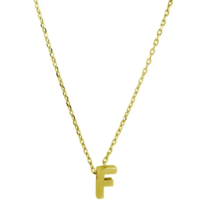 Collar con inicial F pequeña en plata de ley 925 bañada en oro – JCP00001GP-F