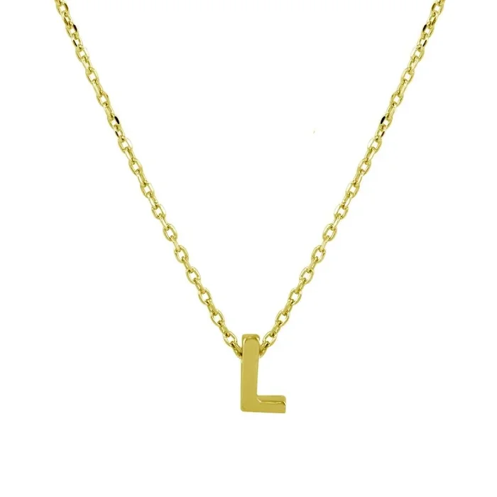 Collar con inicial L pequeña en plata de ley 925 bañada en oro – JCP00001GP-L