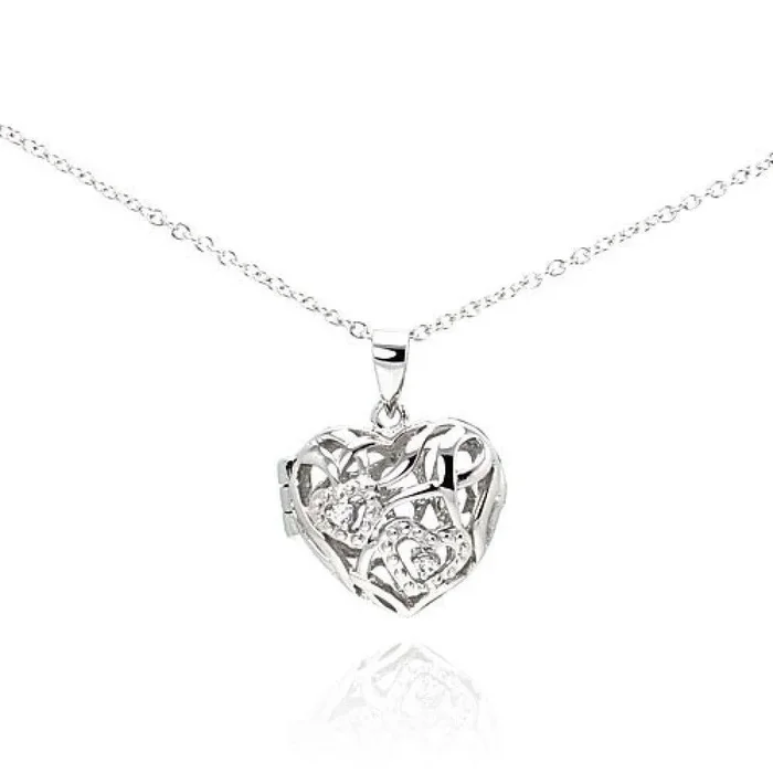 Collar con medallón de corazón de plata 925 y rodio – BGP00225