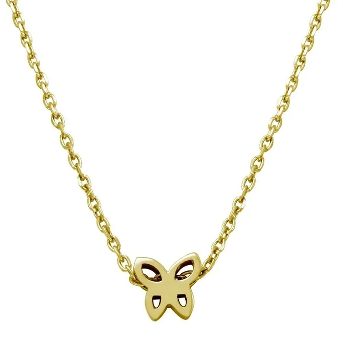 Collar con mini colgante de mariposa en plata de ley 925 bañado en oro – JCP00004GP