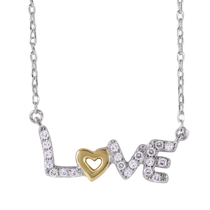 Collar de Amor Chapado en Dos Tonos de Plata 925 con CZ – BGP01020