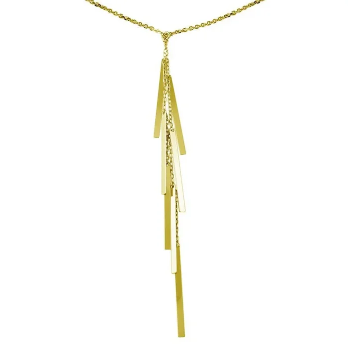 Collar de barra colgante de plata de ley 925 bañado en oro – ECN00053GP
