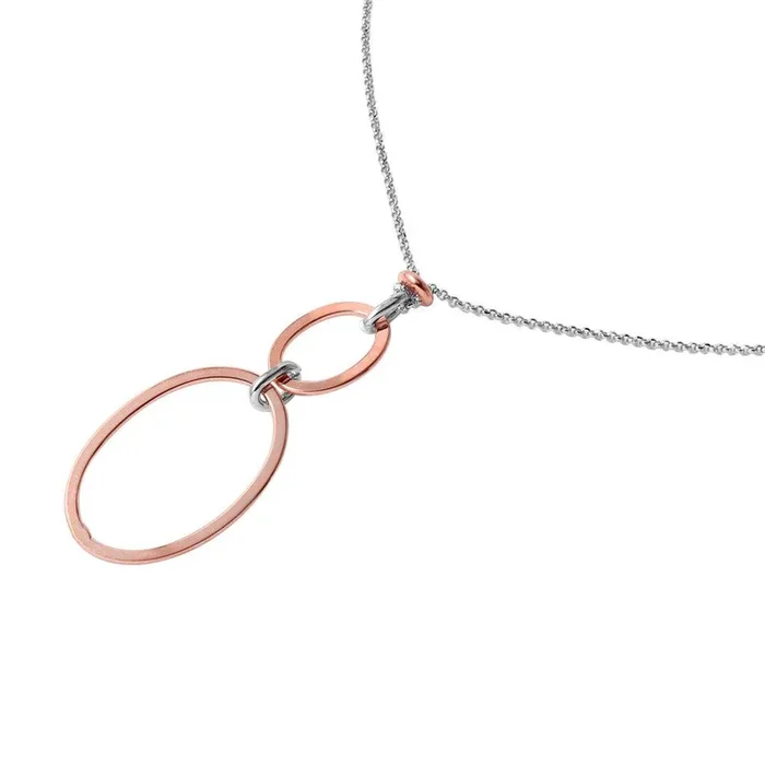 Collar de cadena de plata 925 con colgante de aros colgantes chapado en oro rosa – ITN00097RH-RGP