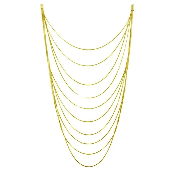 Collar de cadena múltiple de plata de ley 925 bañado en oro – ECN00031GP