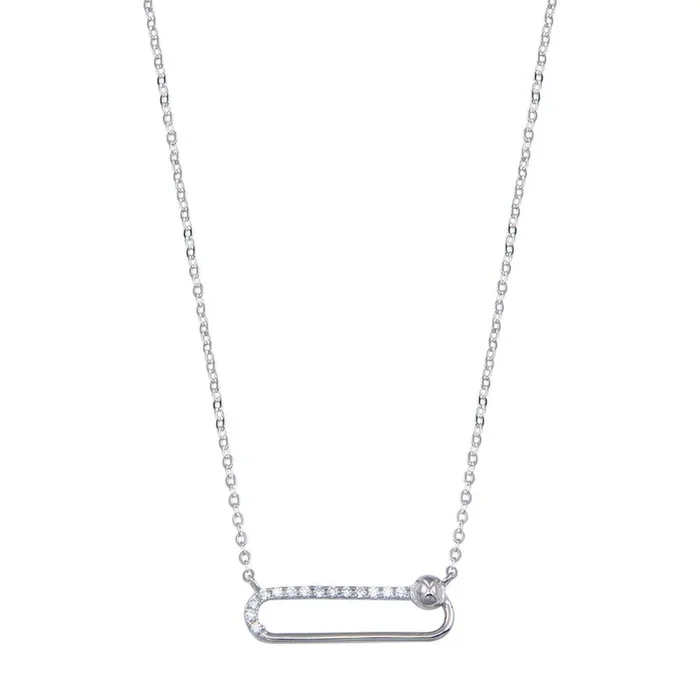 Collar de clip con circonitas cúbicas en plata de ley 925 rodiada – STP01800