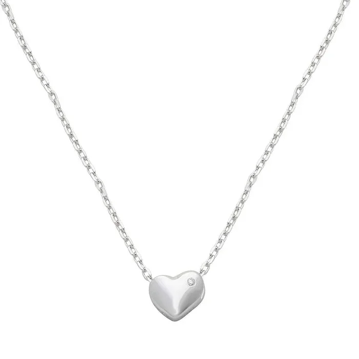 Collar de corazón pequeño con piedra en plata de ley 925 rodiada – STP01542
