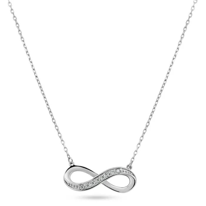 Collar de diamantes con diseño infinito en plata de ley 925 rodiada – BGP01475