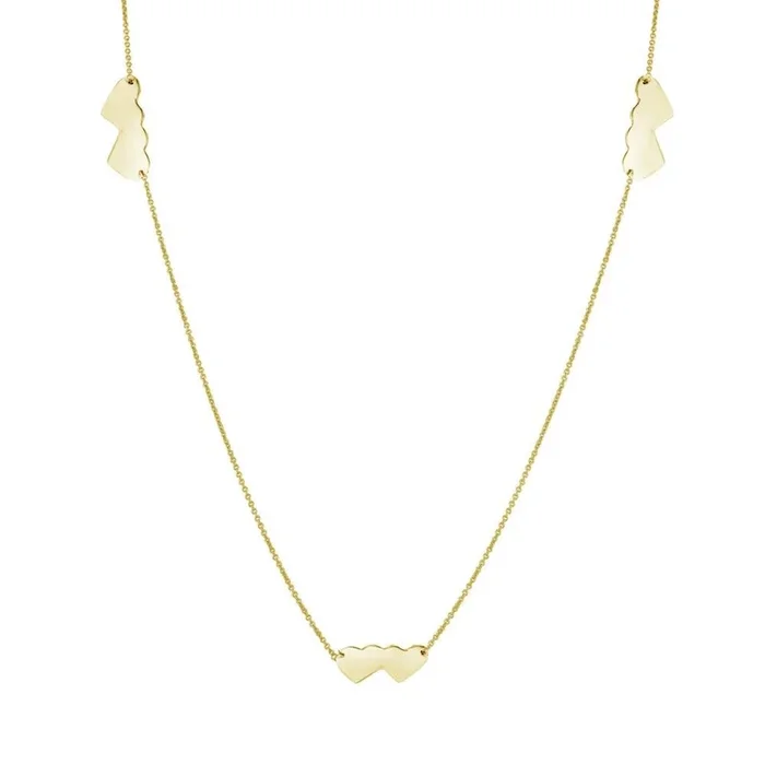 Collar de doble corazón en plata de ley 925 bañado en oro – DIN00020GP