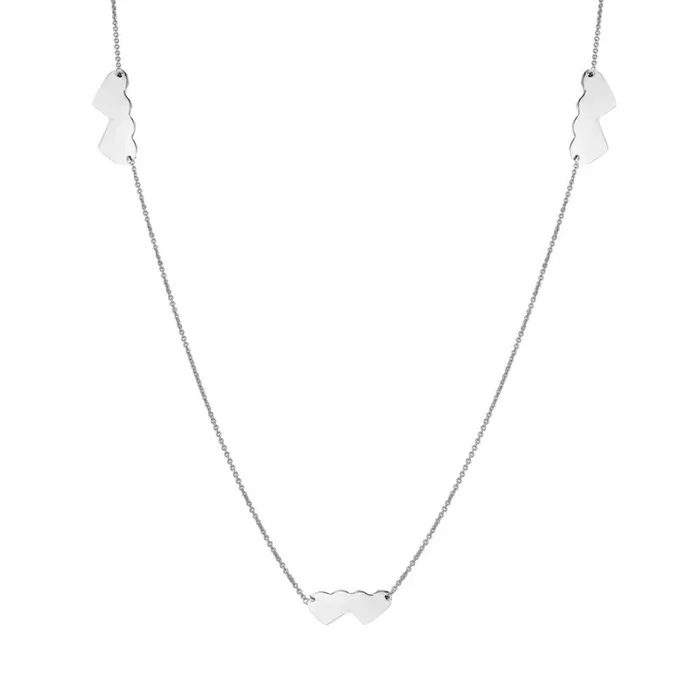 Collar de doble corazón en plata de ley 925 rodiada – DIN00020RH