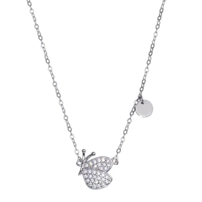 Collar de mariposa con circonitas cúbicas en plata de ley 925 rodiada – STP01807