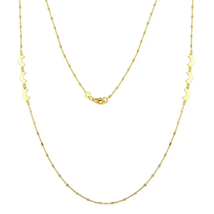 Collar de media luna con cuentas alternadas en plata de ley 925 bañado en oro – ECN00035GP