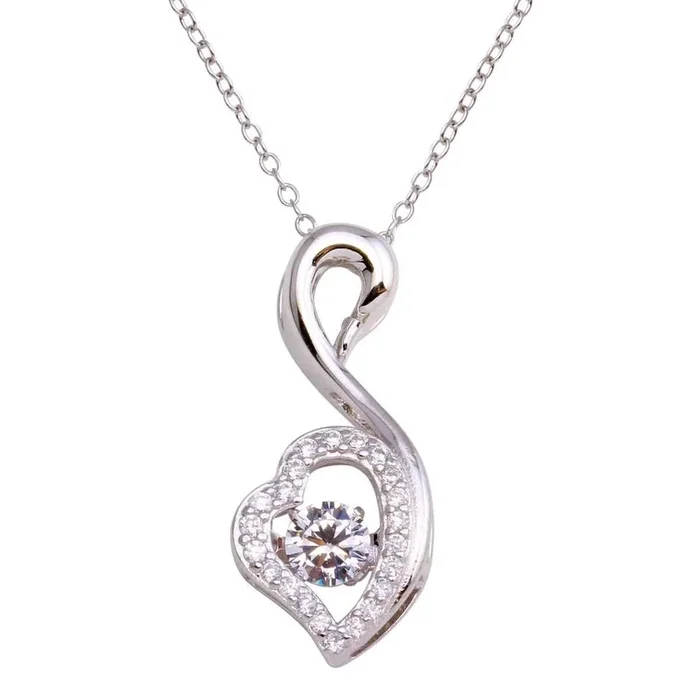Collar de plata de ley 925 rodiada con circonitas cúbicas y cisne bailando – STP01694