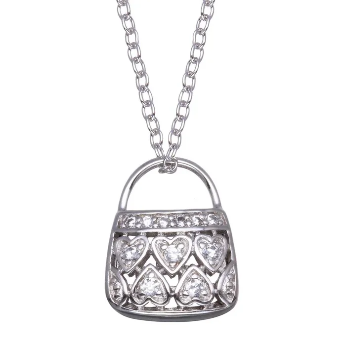Collar de plata de ley 925 rodiada con circonitas transparentes – BGP00081