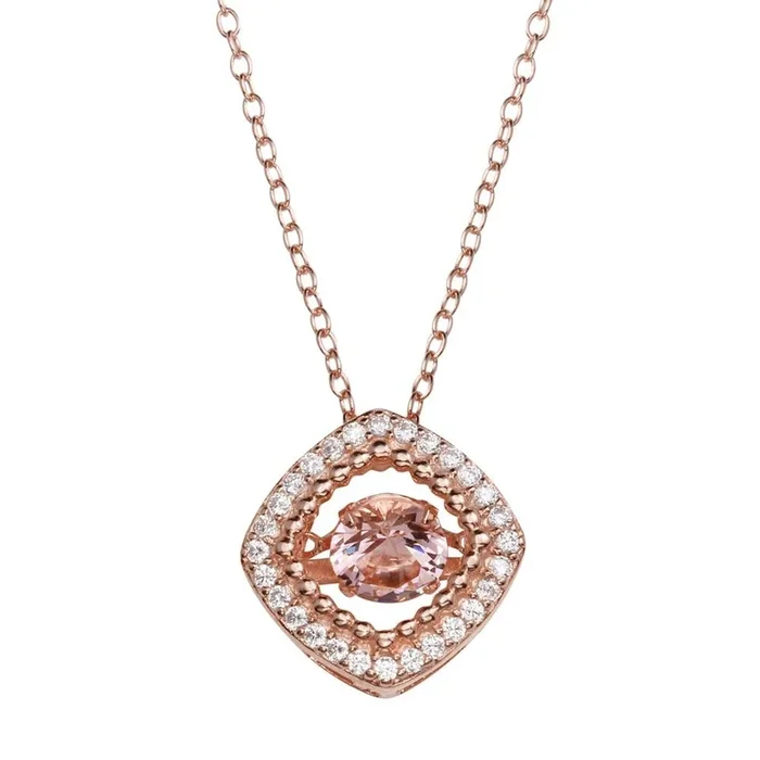 Collar de rombos abiertos con circonitas danzantes en plata de ley 925 rodiada – STP01659RGP