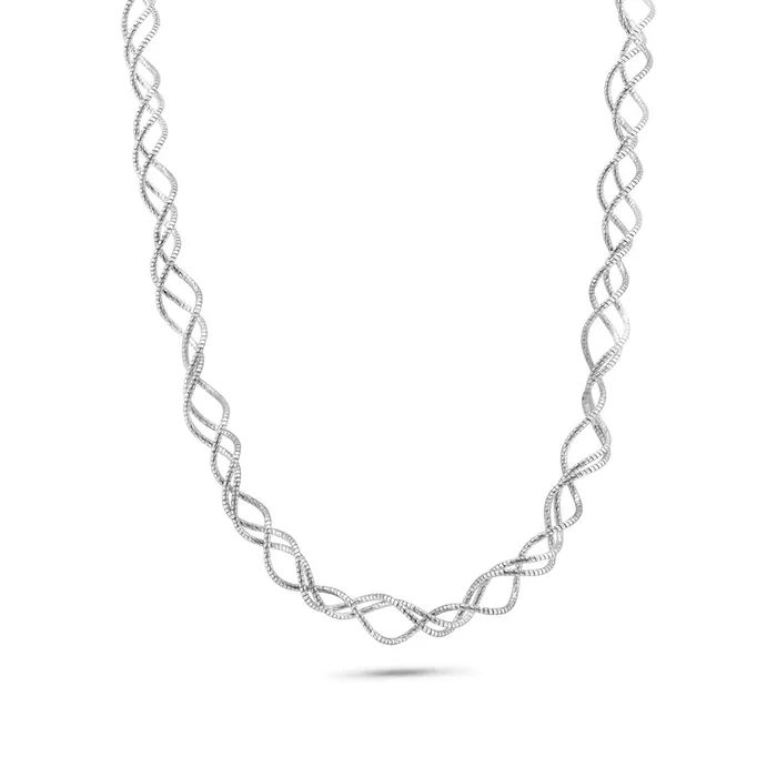 Collar italiano de triple torsión y plata de ley chapada en rodio – ECN00003RH