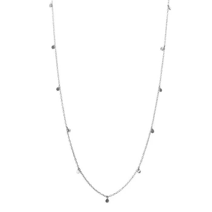 Collar largo con confeti circular colgante en plata de ley 925 rodiada – DIN00084RH