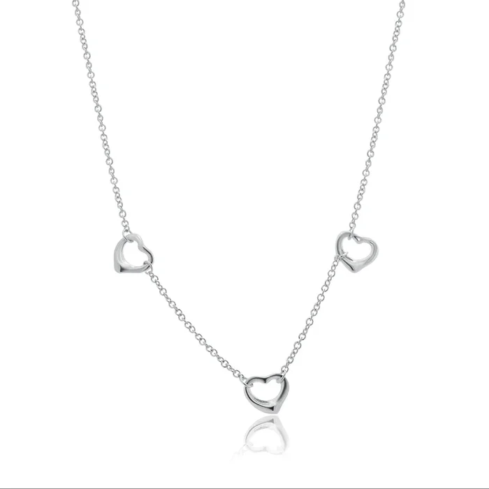 Collar multicorazón de plata de ley 925 rodiada – SPN00027
