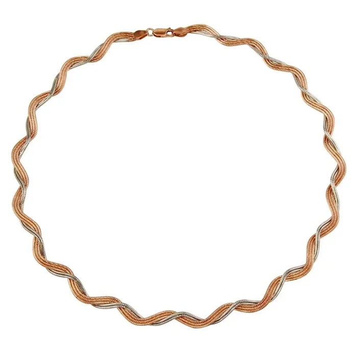 Collar Omega trenzado bicolor de plata de ley 925 con baño de oro rosa – DIN00007RGP-RH