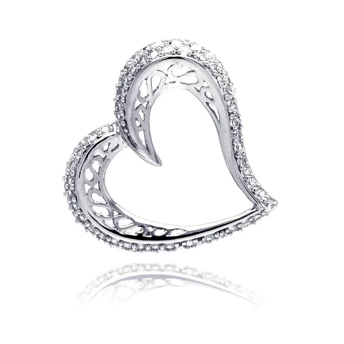 Collares de plata con corazón abierto y circonitas – ACP00018