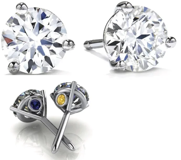 COLLEGIATE COLLECTION U of M Maize & Blue Accented 1ctw Diamond Stud Earrings