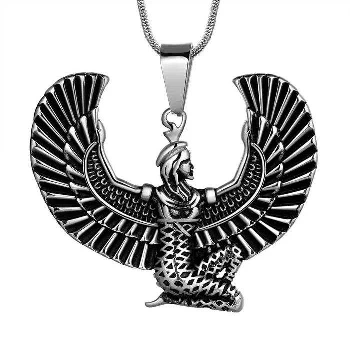 Collier de la reine égyptienne antique pour hommes, pendentif d’aile de queue, bijoux en acier inoxydable