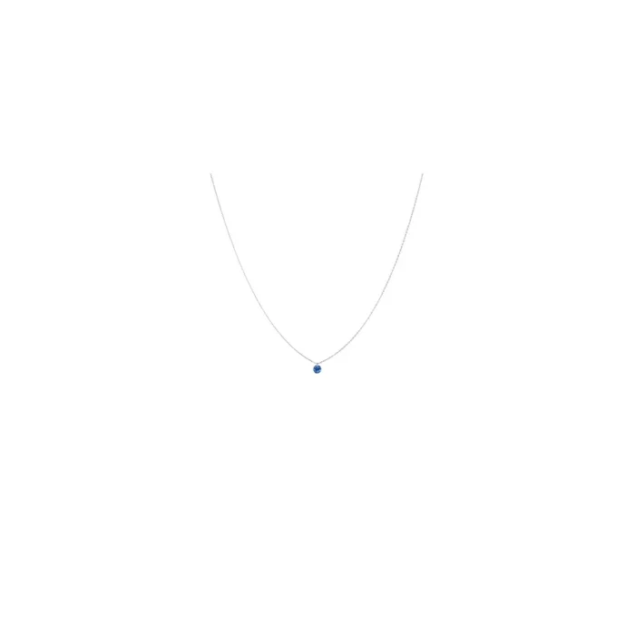 Collier La Brune et La Blonde Confetti en or blanc et saphir bleu taille brillant 0,30 carat
