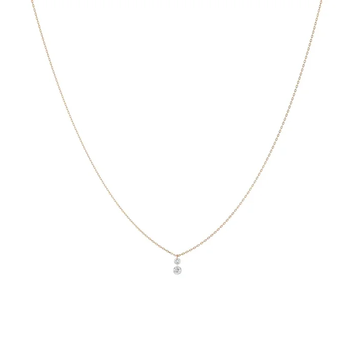 Collier La Brune et La Blonde Duo or rose 2 diamants 0,35 c – Lepage